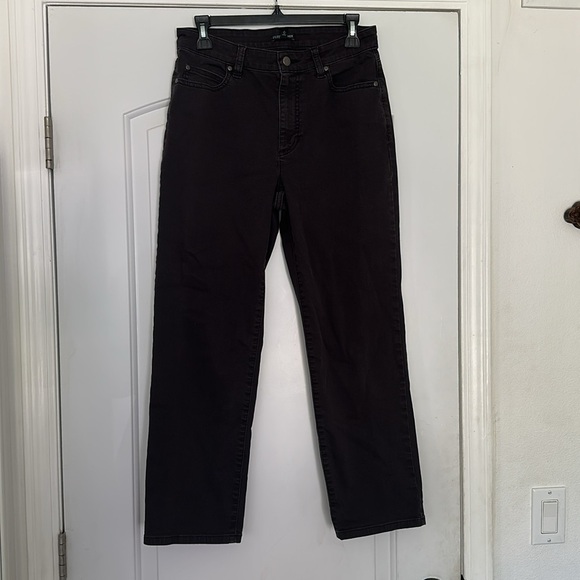Eileen Fisher Black Straight Leg Jeans High Waist Organic Cotton Sz 6 - Picture 4 of 8